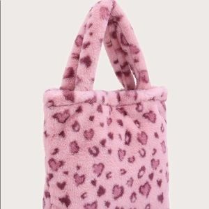 Shein Fuzzy pink cheetah tote bag